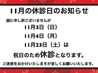 11月の休診日のお知らせ